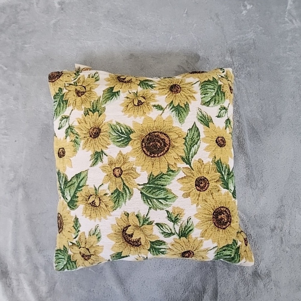 Devi‎ Designs Pillow 17"x17 Sunflowers Embroidered Vintage Fields Home Decor